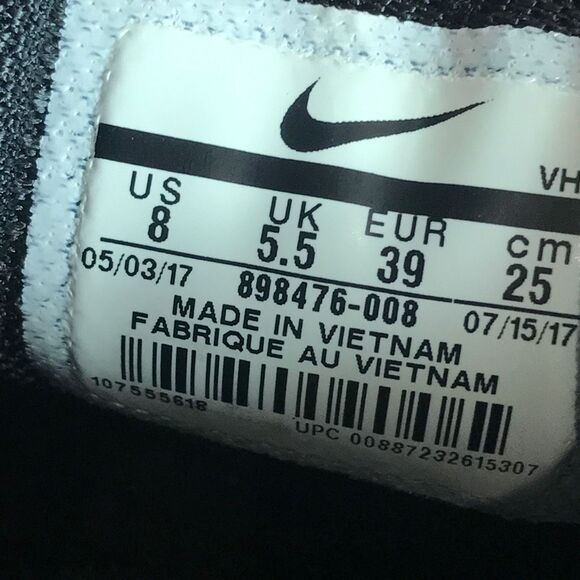 Nike Flex 2017 Black Athletic Running Shoes 898476-008 Women’s Size 8 - Picture 9 of 10